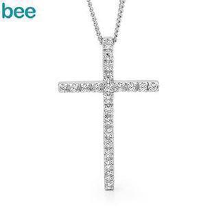 Bee Jewelry Zirconia Cross silver Collie shiny, model 35449-CZ